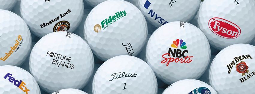 logo golf balls in group